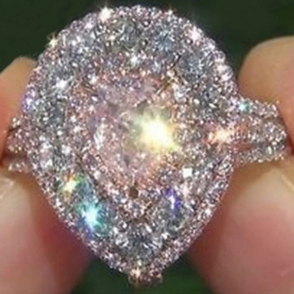 Jewelry - 🎀925 Pink and White Sapphire Teardrop Ring